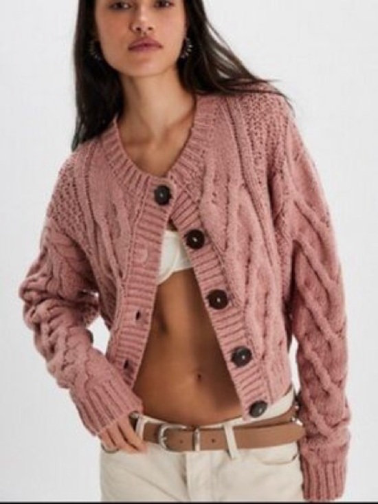 Free People Sweaters - NWT! FP Free People Bonfire Cable Knit Cardi Sz XL